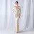 Positioning Floral Cutting Craft Magic Color Sequin Annual Meeting Wedding Long Sleeve Evening Dress by Ragazza