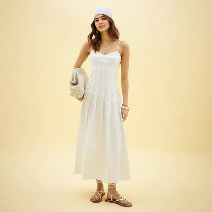 Summer Boning Corset Tube Top Sleeveless Waist Large Swing Solid Color Mid Length Dress Cami Dress by Ragazza