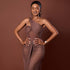 Elegant Women Pleated Solid Color Slim Hip One Shoulder Sexy Sleeveless Maxi Dress by Ragazza