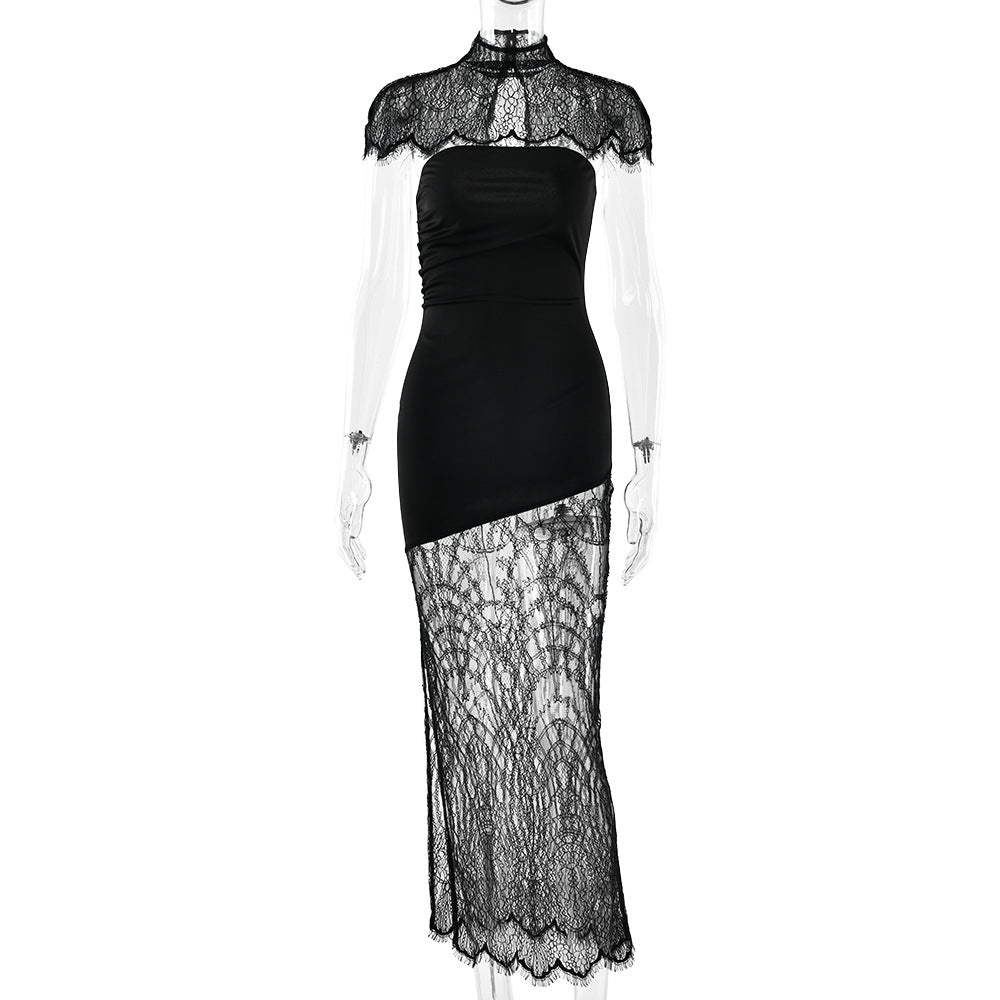 Arrival Lace Cappa Tube Top Dress Sexy Slim Fit Backless Split Dress Women by Ragazza