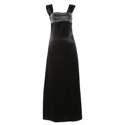 Autumn Winter Women Elegant Strap Tube Top Backless Rhinestone Waist Tight Maxi Dress for Women by Ragazza