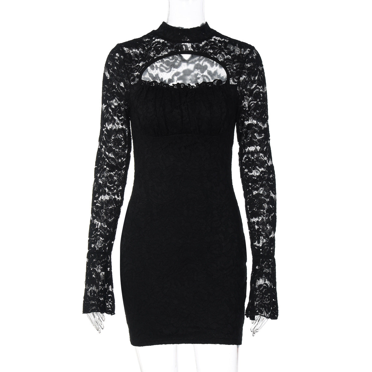 Women lothing Autumn Sexy Lace Hollow Out Cutout out Tight Sheath Dress by Ragazza