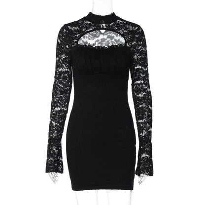 Women lothing Autumn Sexy Lace Hollow Out Cutout out Tight Sheath Dress by Ragazza