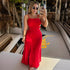 Women Solid Color Sleeveless Split Hip Strap Backless Dress by Ragazza