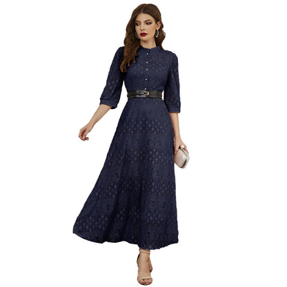 Dress Elegant Maxi Dress Solid Color Mesh High Waist A Line Dress by Ragazza