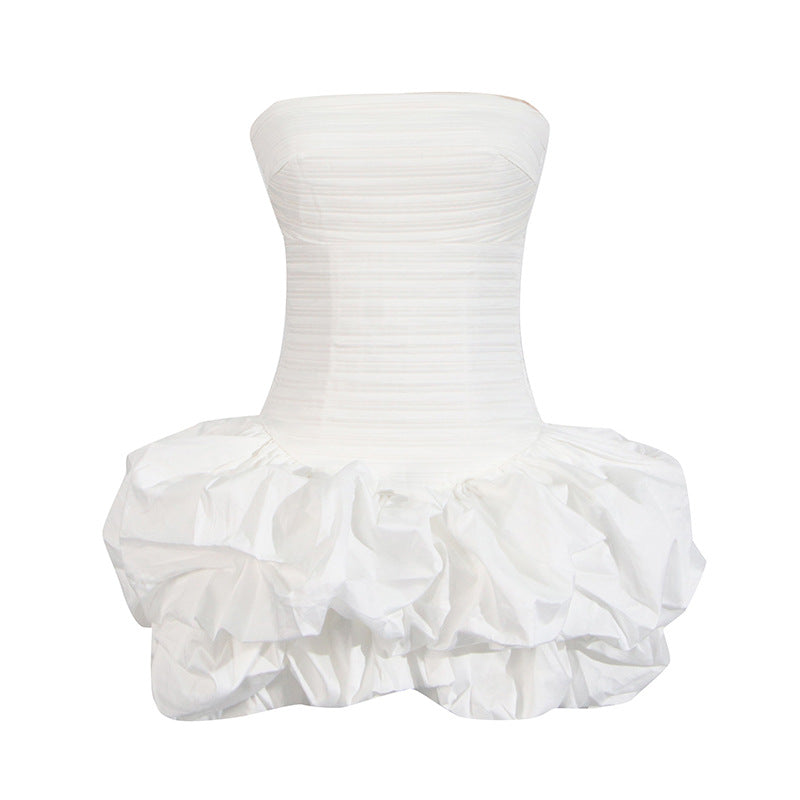 Personalized Socialite Dress Spring Tube Top High Waist Pleated Design Pettiskirt Dress Women by Ragazza