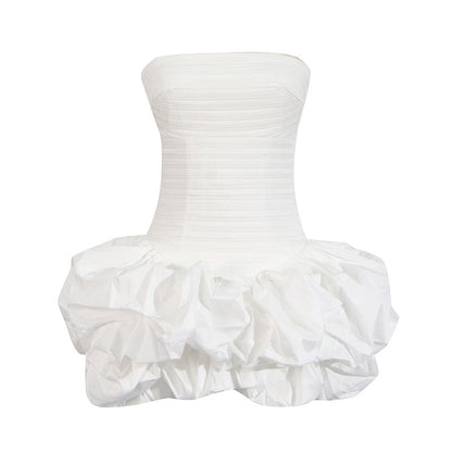 Personalized Socialite Dress Spring Tube Top High Waist Pleated Design Pettiskirt Dress Women by Ragazza