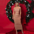 Women Dress Mesh round Neck Long Sleeve Backless Tube Top Slim Fit Pleated Dress by Ragazza