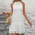 Summer Women Sleeveless Halter White Doll Dress by Ragazza