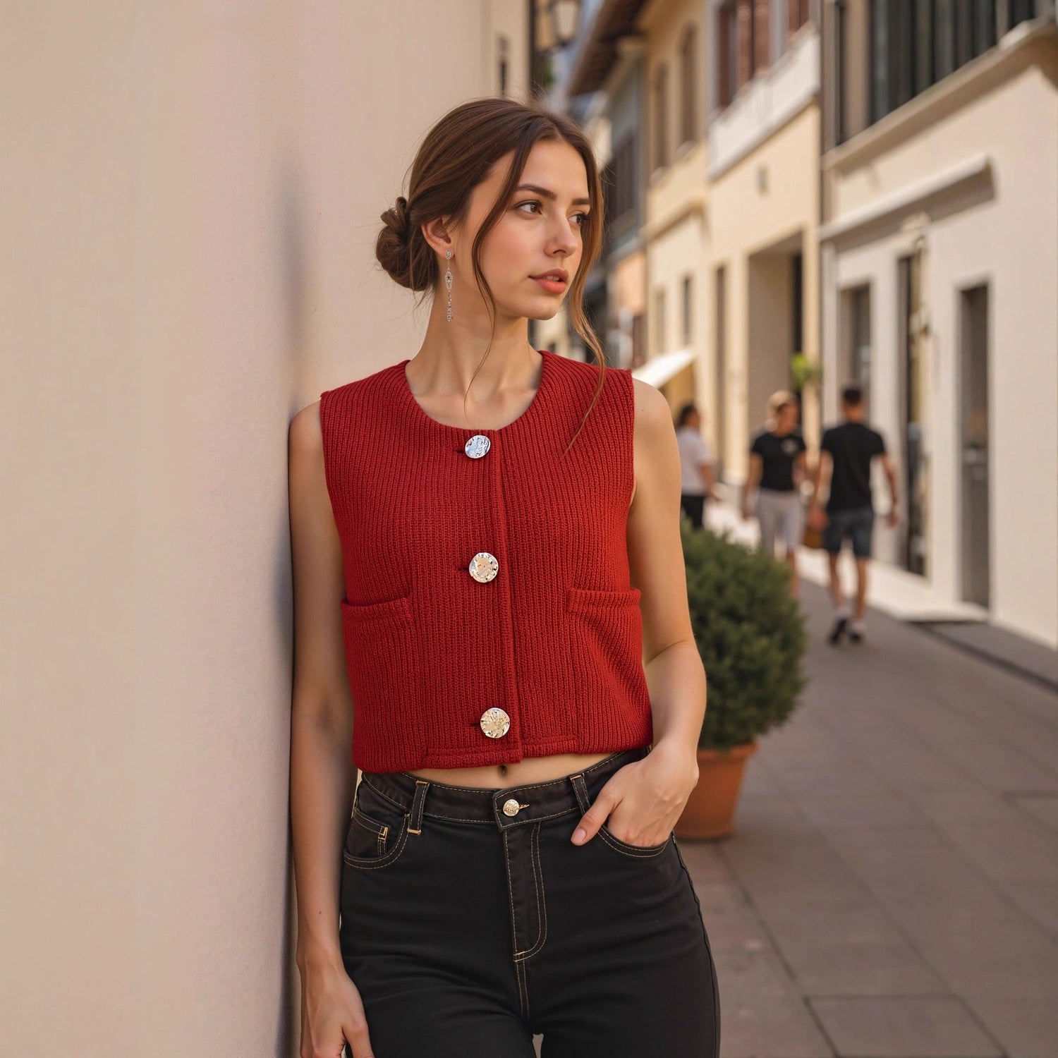 Women Clothing Spring Summer Street Thick Needle Vest Knitted Vest by Ragazza