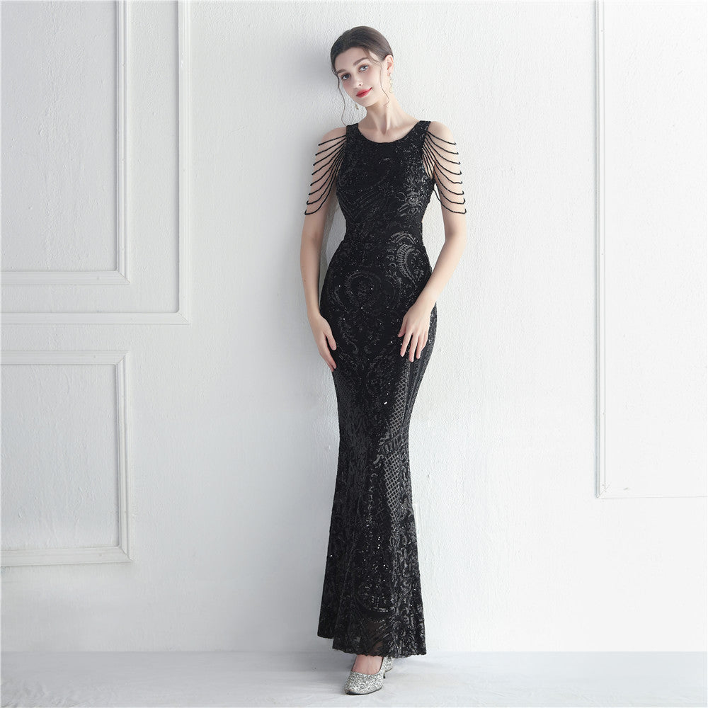 Craft Beaded Positioning Floral Sequin Star Wedding Prom Maxi Dress by Ragazza