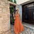 Goods Spring Summer Dress Fitted Waist Pleated V neck Brace Solid Color Dress  DestGlow