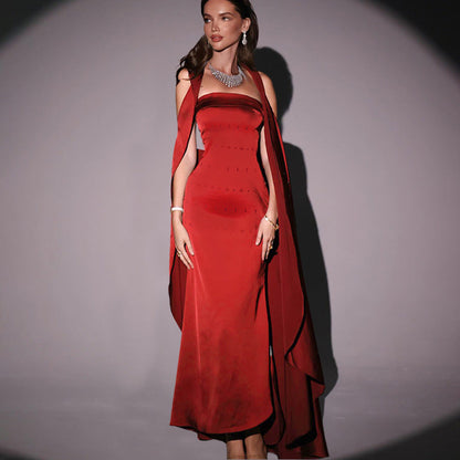 Fall Type Hip Socialite Elegant Sexy Slim Fit Dress Tube Top Dress Women by Ragazza