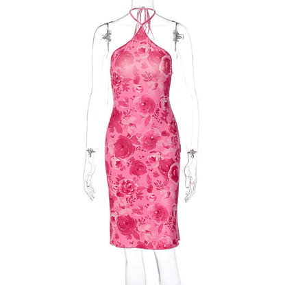 Summer Popular Women Halter Wrapped Chest Printed Dress Women by Ragazza