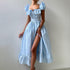 Striped Dress Summer Button Cardigan Waist Slimming Maxi Dress Flying Sleeves Dress Women by Ragazza