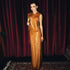 Women Clothing Autumn Winter Yellow Orange Transparent Sequin Dress Sleeveless round Neck Evening Maxi Dress Gold by Ragazza