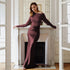 Women Clothing Mori Adult Lady like Woman Elegant Formal Dress Diagonal Collar Long Sleeve Slim Fit Sexy Fishtail Dress by Ragazza