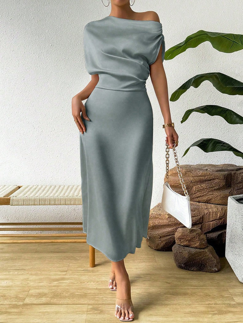 Women Clothing Trendy Summer Satin Satin Women Summer Dress Tight Jumpsuit Long Dress by Ragazza