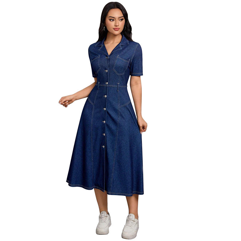 Women Clothing Denim Waist Tight Spring Summer Thin High Class Elegant Youthful Looking Dress by Ragazza