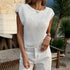 Spring Summer Solid Color Casual Wool Short Sleeve round Neck Women T shirt by Ragazza