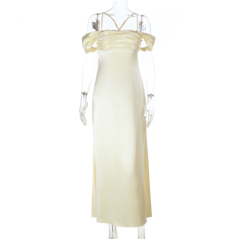 Strap Satin off Shoulder Evening Dress Backless Sexy Dress by Ragazza