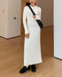 Autumn Winter Knitted Dress Casual Waist Tight Round Neck Big Pit Stripe Slimming Knitted Maxi Dress Women by Ragazza