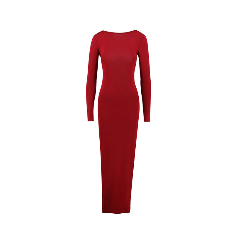 Slim Fit Long Sleeve Backless Sexy Hip Bag Dress by Ragazza