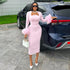 Women Clothing Autumn Sweet Fresh Square Collar Long Sleeve Feather Decoration High Waist Slimming Dress by Ragazza