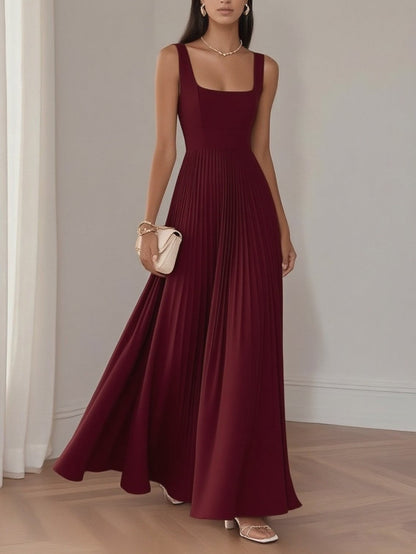Women Clothing I Dress Elegant Pleated Maxi Dress Elegant Slim Sleeveless Dress  DestGlow