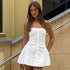 Strap A line White Dress Summer Slim Fit Pleated Sleeveless Backless Short Dress  DestGlow