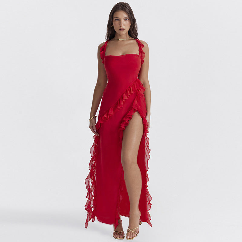 Spring Sexy Slim Fit High Slit Ribbon Sexy Cami Dress for Women by Ragazza