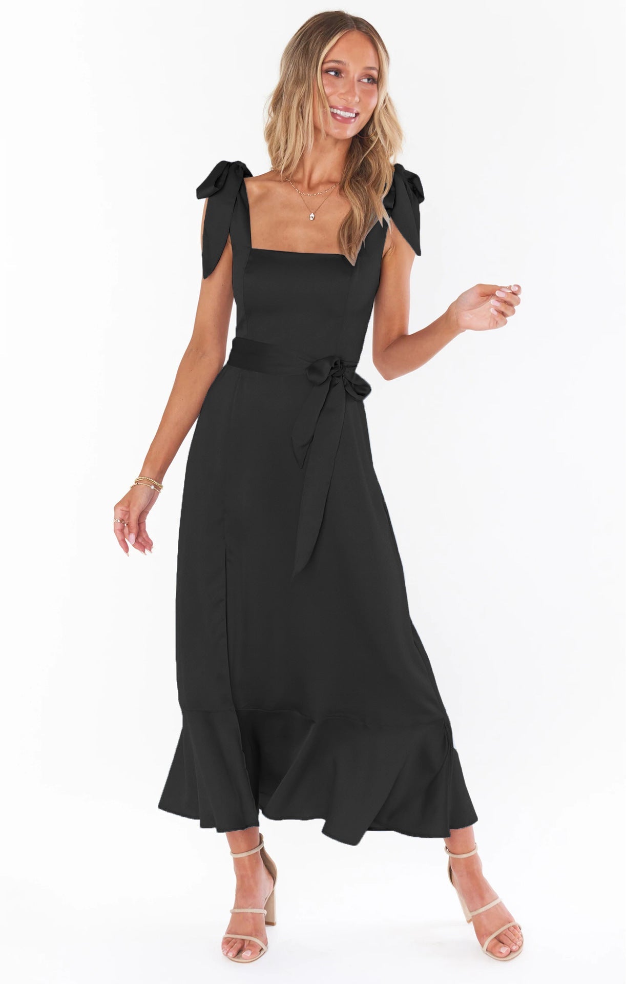 New Elegant Fashion Women Clothing Rope Split Dress French High Sense by Ragazza