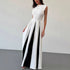 Elegant round Neck Sleeveless Waist Color Contrast Patchwork Dress Evening Dress Women Dress by Ragazza