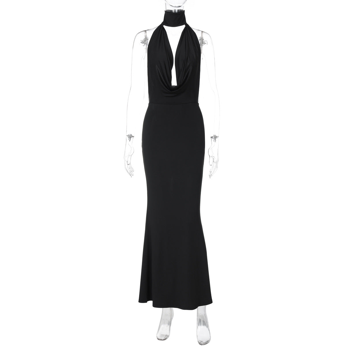 Summer Women Clothing Sexy Cutout Swing Collar Backless Adult Lady like Woman Slim Fit Sheath Split Halter Dress by Ragazza
