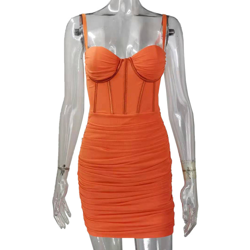 Mesh Summer Backless Design Sling Boning Corset Dress Women Clothing by Ragazza