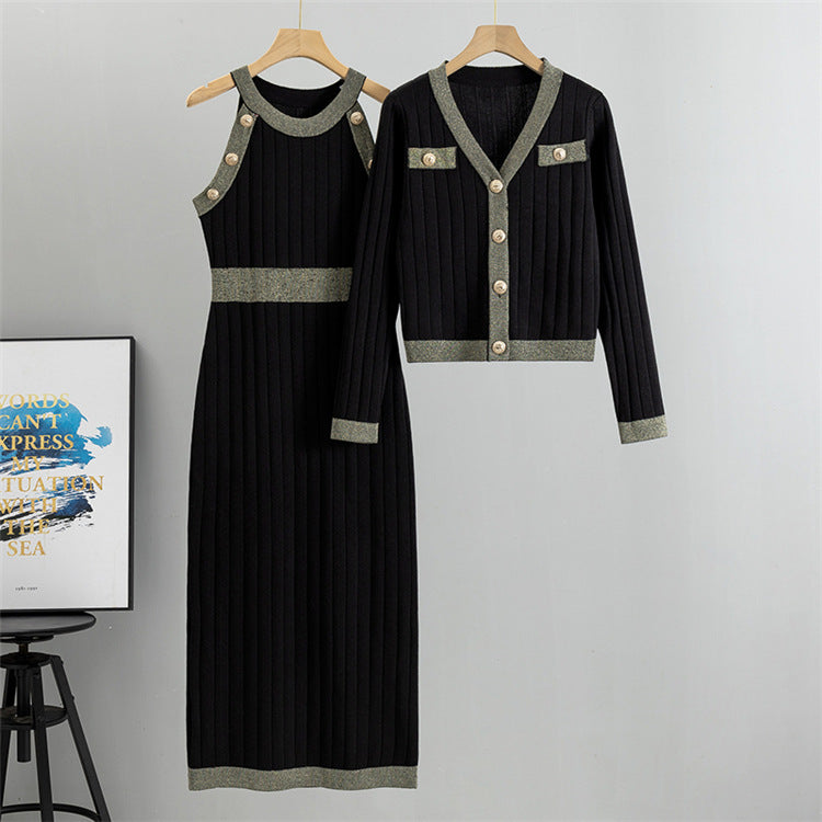 Socialite Chanel Elegant Knitted Cardigan for Women Autumn Winter Sweater Coat Vest Dress Set Women by Ragazza