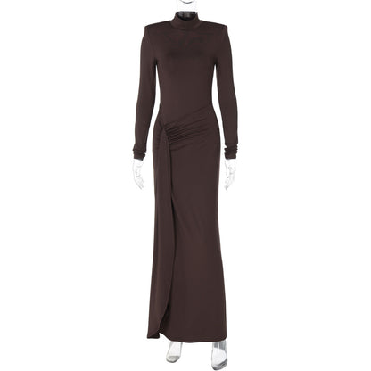 Women Clothing Winter Sexy Slit Sheath Dress Sexy Turtleneck Slim Fit Dress by Ragazza
