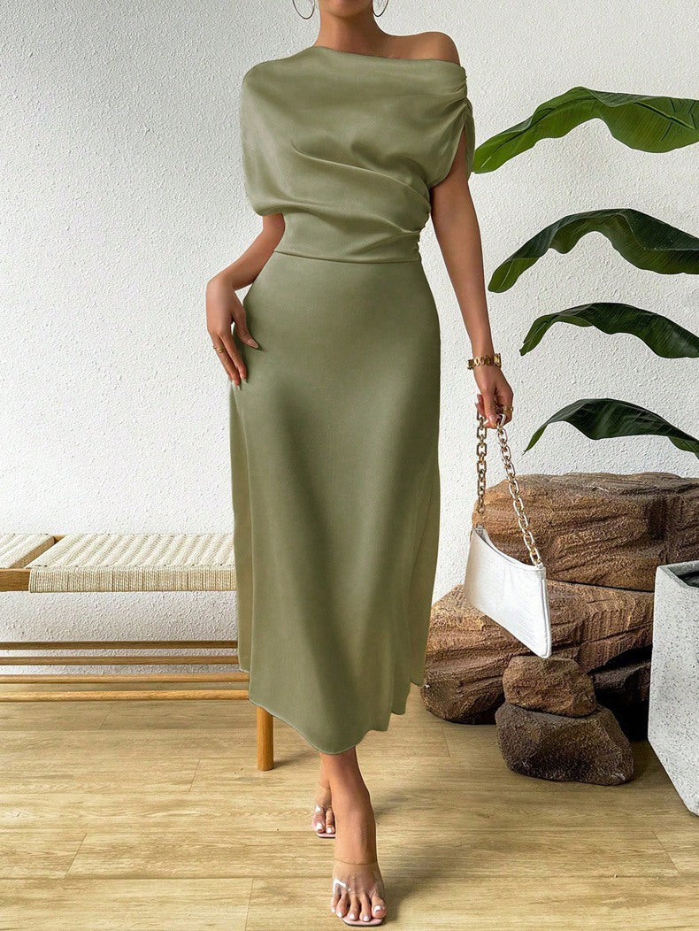 Women Clothing Trendy Summer Satin Satin Women Summer Dress Tight Jumpsuit Long Dress by Ragazza