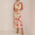 Mature Elegant Women Sleeveless Strap Printing Satin Dress by Ragazza