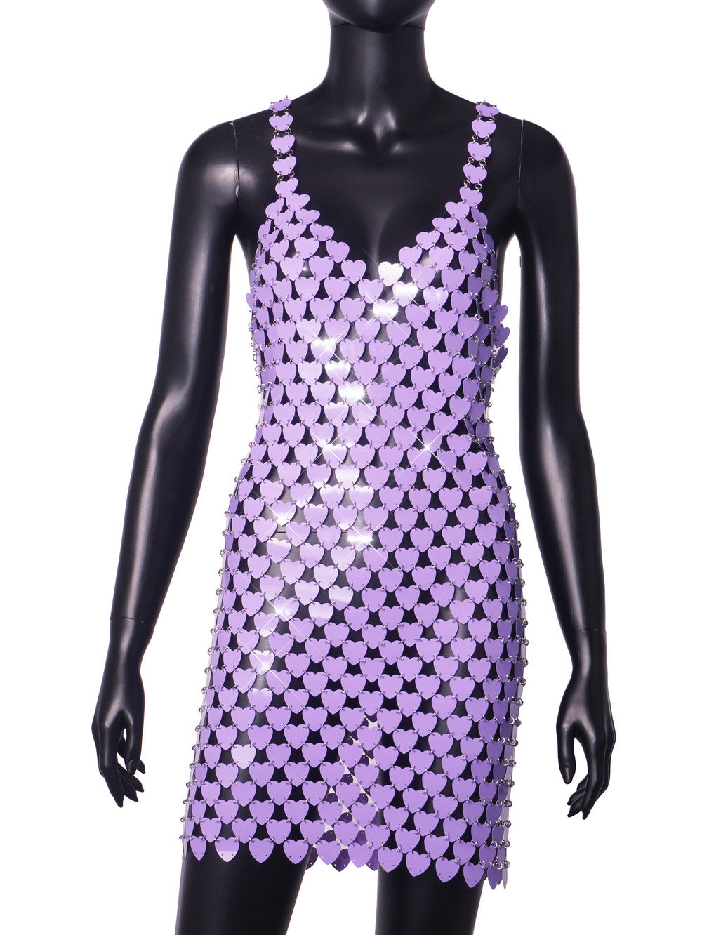Metal Sequ Stitching Hip Love Shape Print Dress Women Stage Costume  DestGlow
