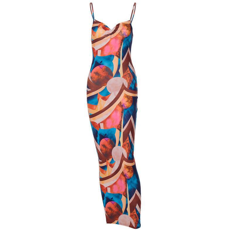 Summer Women Nightclub Sexy Abstract Printing Slip Dress by Ragazza