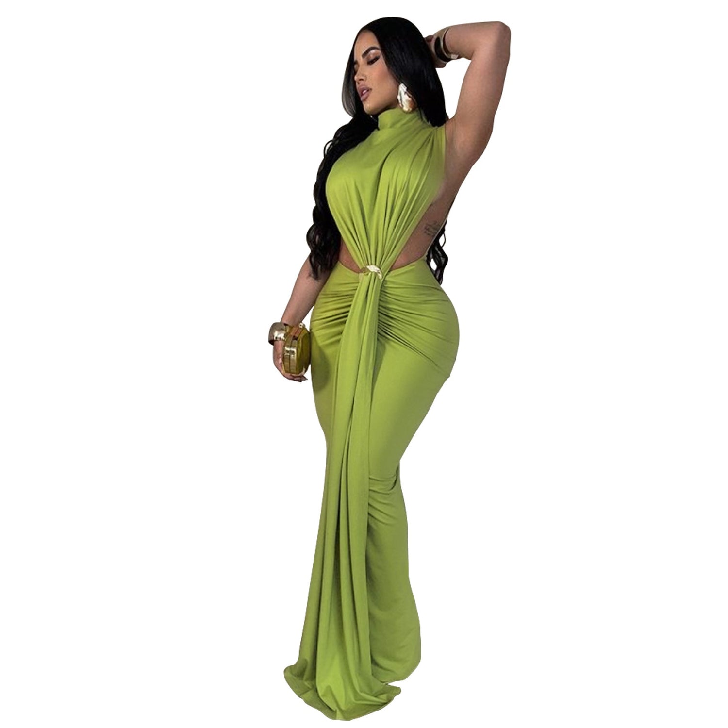 Women Clothing Dress Solid Color Sexy Side Split Sleeveless Dress by Ragazza
