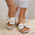 Pearl Flat Slippers Women Summer Solid Color Square Toe Outdoor Beach Slippers  DestGlow
