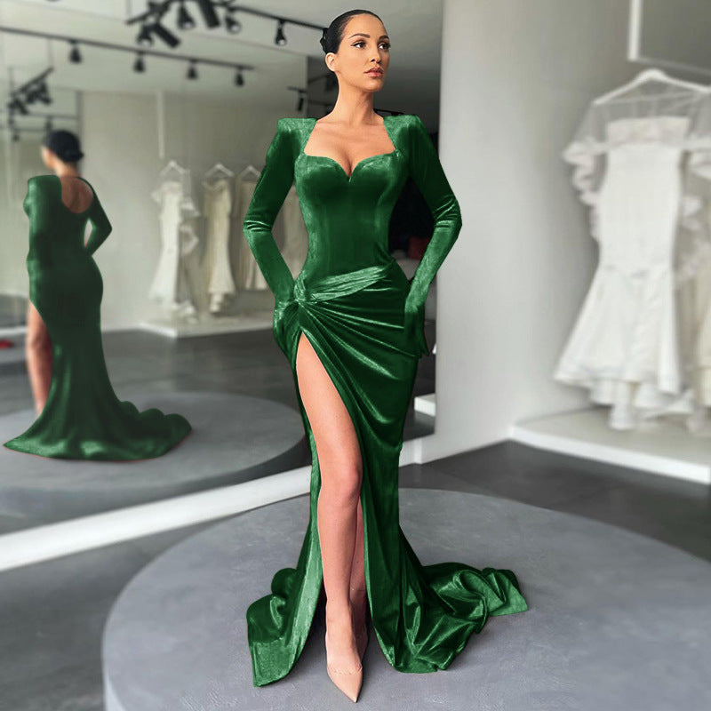 Women Clothing Autumn Winter Elegant Slim Sexy Push up High Waist Gloves Korean Velvet Dress Dress by Ragazza
