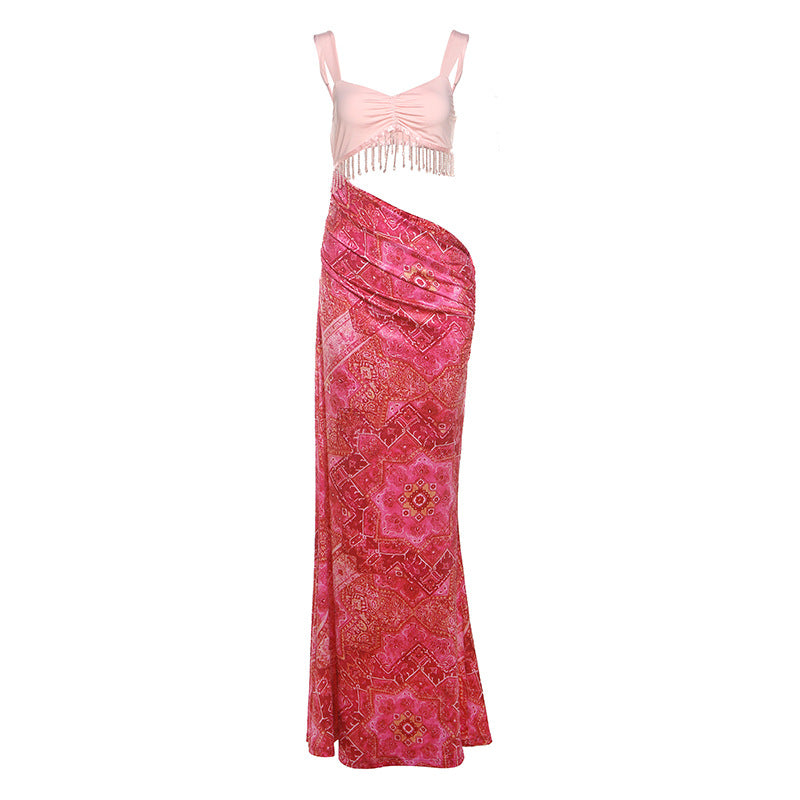 Summer Women Sexy Waist Hollow Out Cutout out Sheath Dress Tassel Cami Dress by Ragazza