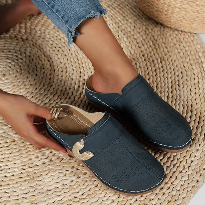 Hollow Out Cutout out Baotou Platform Slippers Women Summer Metal Buckle Wedge Casual Sandals  DestGlow