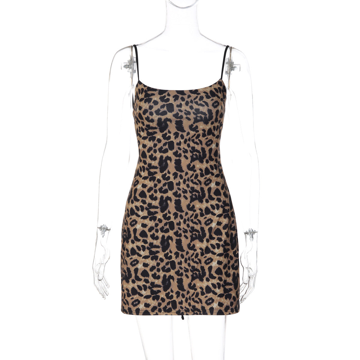 Women Clothing Summer Leopard Print Sexy Backless Lace up Waist Trimming Spaghetti Straps Dress for Women  DestGlow