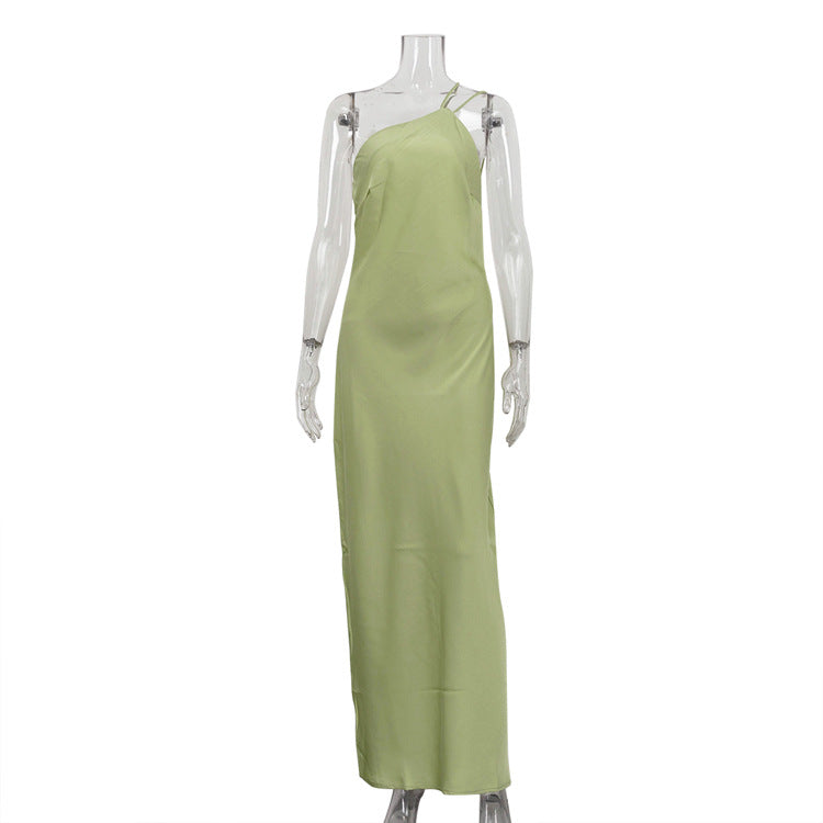 Satin Crossbody Design Sling Dress Sexy Backless Sleeveless Sexy Dress Women Clothing by Ragazza
