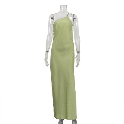 Satin Crossbody Design Sling Dress Sexy Backless Sleeveless Sexy Dress Women Clothing by Ragazza