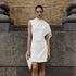 Irregular Asymmetric White Sleeveless Waist Tight Elegant Dress Women Elegant Slim Fit by Ragazza